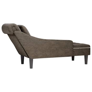 Chaiselongue mit Kissen & Rechter Armlehne Grau Kunstleder