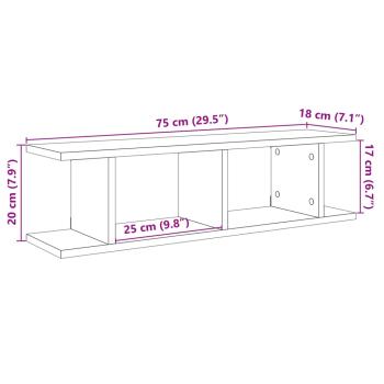 Wandregale 2 Stk. Altholz-Optik 75x18x20 cm Holzwerkstoff