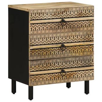 ARDEBO.de - Nachttisch Schwarz 50x33x62 cm Raues Mangoholz