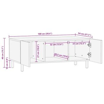 Couchtisch Schwarz 100x54x40 cm Raues Mangoholz