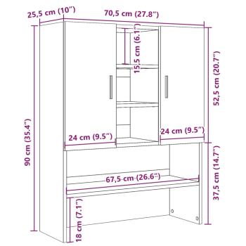 Waschmaschinenschrank Betongrau 70,5x25,5x90 cm