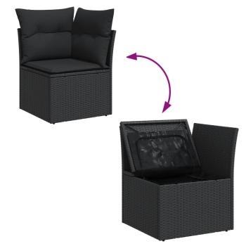 ARDEBO.de - 6-tlg. Garten-Sofagarnitur mit Kissen Schwarz Poly Rattan