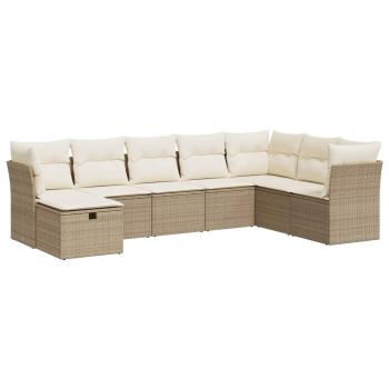 8-tlg. Garten-Sofagarnitur mit Kissen Beige Poly Rattan