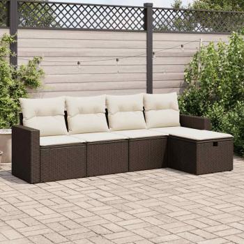 ARDEBO.de - 5-tlg. Garten-Sofagarnitur mit Kissen Braun Poly Rattan
