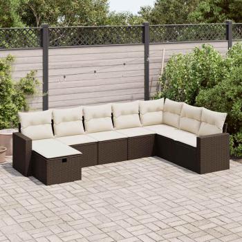 ARDEBO.de - 8-tlg. Garten-Sofagarnitur mit Kissen Braun Poly Rattan