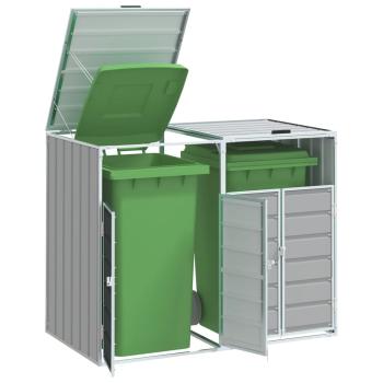 ARDEBO.de - Mülltonnenbox für 2 Tonnen Grau 144x81x113 cm Stahl
