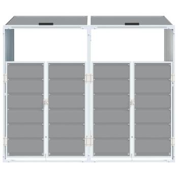 Mülltonnenbox für 2 Tonnen Grau 144x81x113 cm Stahl