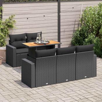ARDEBO.de - 6-tlg. Garten-Sofagarnitur mit Kissen Schwarz Poly Rattan