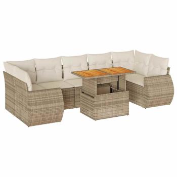 ARDEBO.de - 8-tlg. Garten-Sofagarnitur mit Kissen Beige Poly Rattan