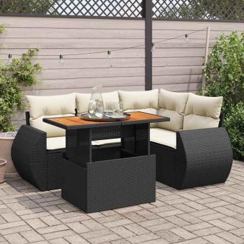 ARDEBO.de - 5-tlg. Garten-Sofagarnitur mit Kissen Schwarz Poly Rattan