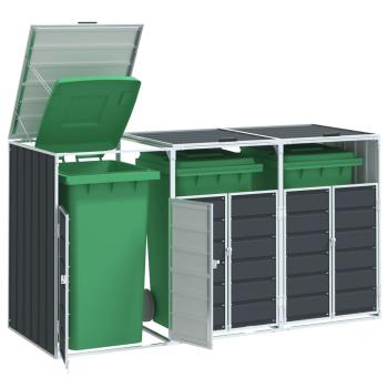ARDEBO.de - Mülltonnenbox für 3 Tonnen Anthrazit 216x81x115 cm Stahl