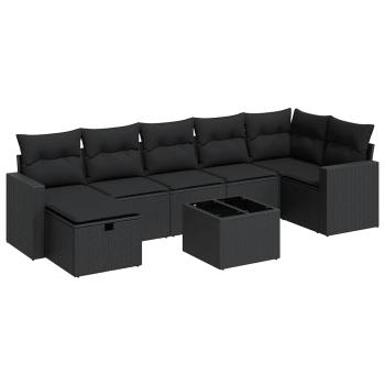 ARDEBO.de - 8-tlg. Garten-Sofagarnitur mit Kissen Schwarz Poly Rattan