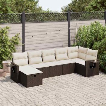 ARDEBO.de - 7-tlg. Garten-Sofagarnitur mit Kissen Braun Poly Rattan