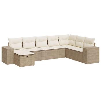 8-tlg. Garten-Sofagarnitur mit Kissen Beige Poly Rattan