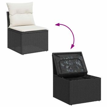ARDEBO.de - 6-tlg. Garten-Sofagarnitur mit Kissen Schwarz Poly Rattan