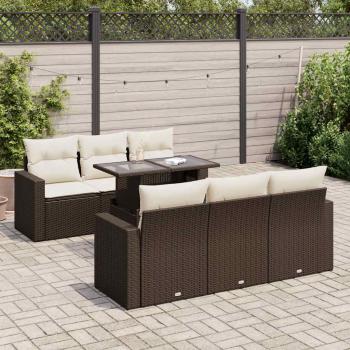 ARDEBO.de - 7-tlg. Garten-Sofagarnitur mit Kissen Braun Poly Rattan