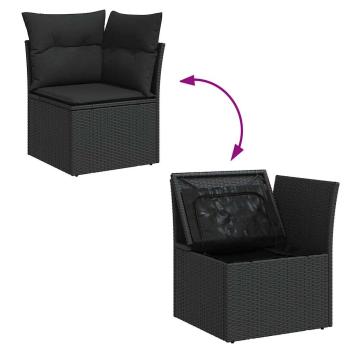 ARDEBO.de - 7-tlg. Garten-Sofagarnitur mit Kissen Schwarz Poly Rattan