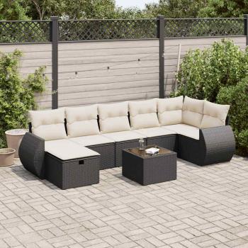 ARDEBO.de - 8-tlg. Garten-Sofagarnitur mit Kissen Schwarz Poly Rattan