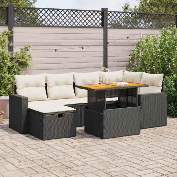 ARDEBO.de - 8-tlg. Garten-Sofagarnitur mit Kissen Schwarz Poly Rattan