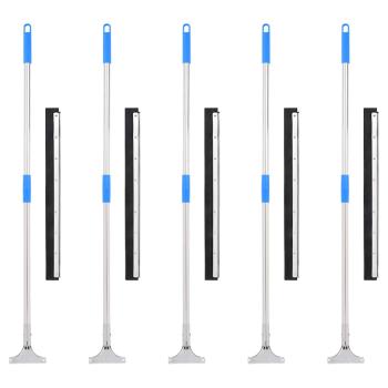 ARDEBO.de - Wasserschieber mit Stielen 5 Stk. 60,5x119,5 cm Stahl und Gummi