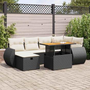 ARDEBO.de - 8-tlg. Garten-Sofagarnitur mit Kissen Schwarz Poly Rattan