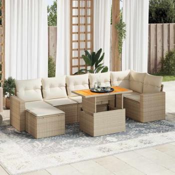 ARDEBO.de - 8-tlg. Garten-Sofagarnitur mit Kissen Beige Poly Rattan