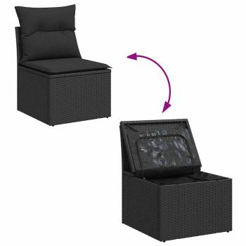 ARDEBO.de - 4-tlg. Garten-Sofagarnitur mit Kissen Schwarz Poly Rattan