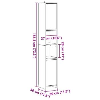 Badezimmerschrank Betongrau 30x30x183,5 cm Holzwerkstoff