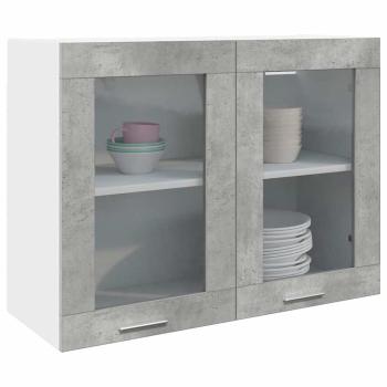 ARDEBO.de - Hängeglasschrank Betongrau 80x31x60 cm