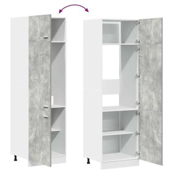 Kühlumbauschrank Betongrau 60x57x207 cm Holzwerkstoff