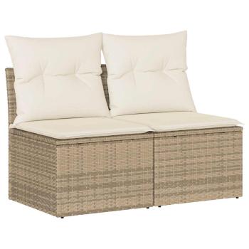 4-tlg. Garten-Sofagarnitur mit Kissen Beige Poly Rattan Akazie