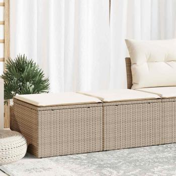 ARDEBO.de - 2-tlg. Garten-Sofagarnitur mit Kissen Beige Poly Rattan Akazie