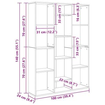 Raumteiler/Bücherregal Artisan-Eiche 100x24x140cm Holzwerkstoff