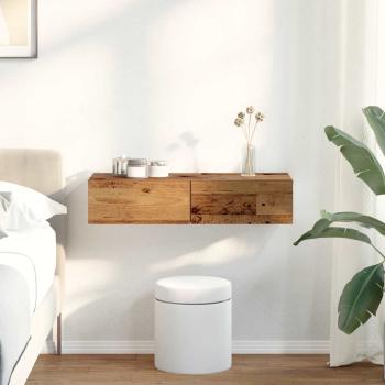 ARDEBO.de - Wandregal mit Schubladen Altholz-Optik 80x33x17cm Holzwerkstoff