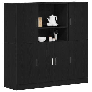 ARDEBO.de - 3-tlg. Küchenschrank-Set Schwarz Holzwerkstoff