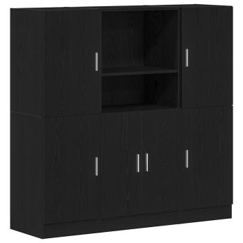ARDEBO.de - 3-tlg. Küchenschrank-Set Schwarz Holzwerkstoff