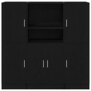 3-tlg. Küchenschrank-Set Schwarz Holzwerkstoff
