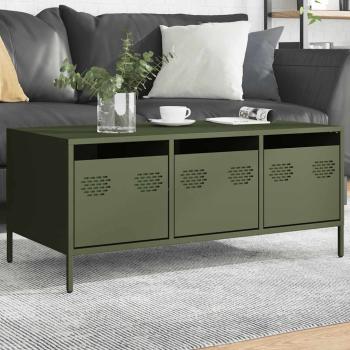 ARDEBO.de - Couchtisch Olivgrün 101,5x50x43,5 cm Kaltgewalzter Stahl