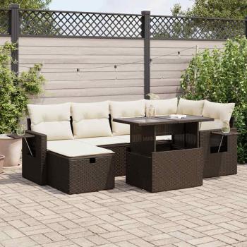 ARDEBO.de - 7-tlg. Garten-Sofagarnitur mit Kissen Braun Poly Rattan