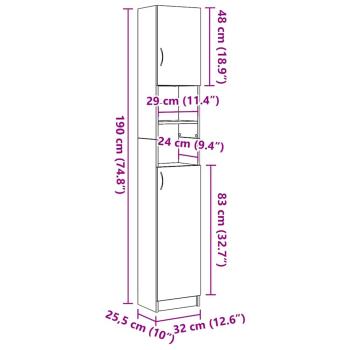 Badschrank Artisan-Eiche 32x25,5x190 cm Holzwerkstoff