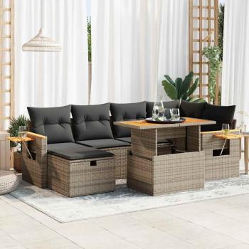 ARDEBO.de - 8-tlg. Garten-Sofagarnitur mit Kissen Grau Poly Rattan
