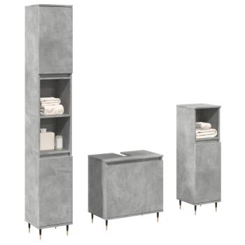 ARDEBO.de - 3-tlg. Badmöbel-Set Betongrau Holzwerkstoff