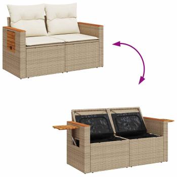 ARDEBO.de - 4-tlg. Garten-Sofagarnitur mit Kissen Beige Poly Rattan Akazie