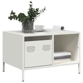ARDEBO.de - Couchtisch Weiß 68,5x50x43,5 cm Kaltgewalzter Stahl