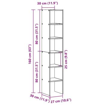 Bücherregale 2 Stk. Stapelbar Altholz-Optik 30x30x80 cm