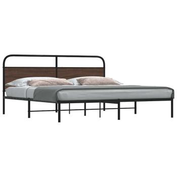 ARDEBO.de - Metallbett ohne Matratze Braun Eichen-Optik 180x200 cm