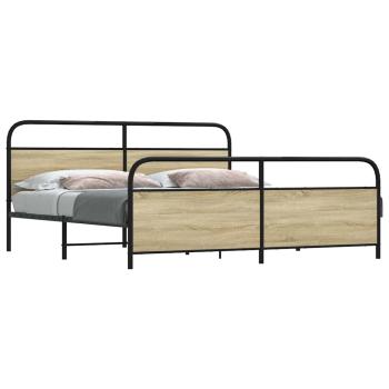 ARDEBO.de - Metallbett ohne Matratze Sonoma-Eiche 193x203 cm