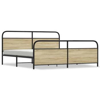 Metallbett ohne Matratze Sonoma-Eiche 193x203 cm