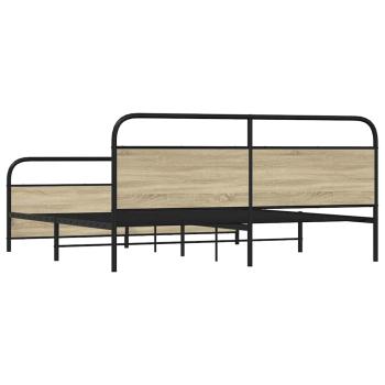 Metallbett ohne Matratze Sonoma-Eiche 193x203 cm