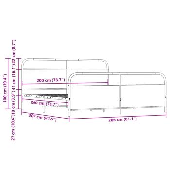 Metallbett ohne Matratze Braun Eichen-Optik 200x200 cm